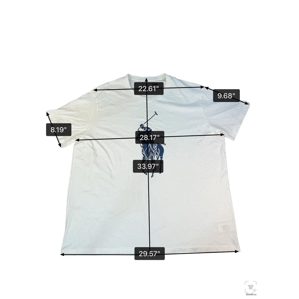Polo Ralph Lauren Mens Big Pony Graphic T-Shirt White Blue 3XB Big & Tall